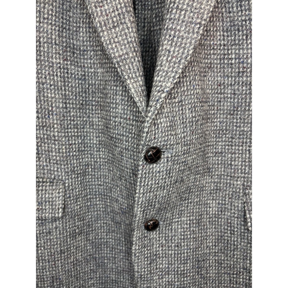 Vintage Harris Tweed Blazer 46 Hand Woven 100% Scottish Wool Stafford Black Gray - Picture 7 of 8